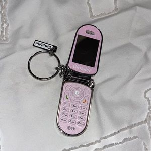 Glossier flip phone keychain